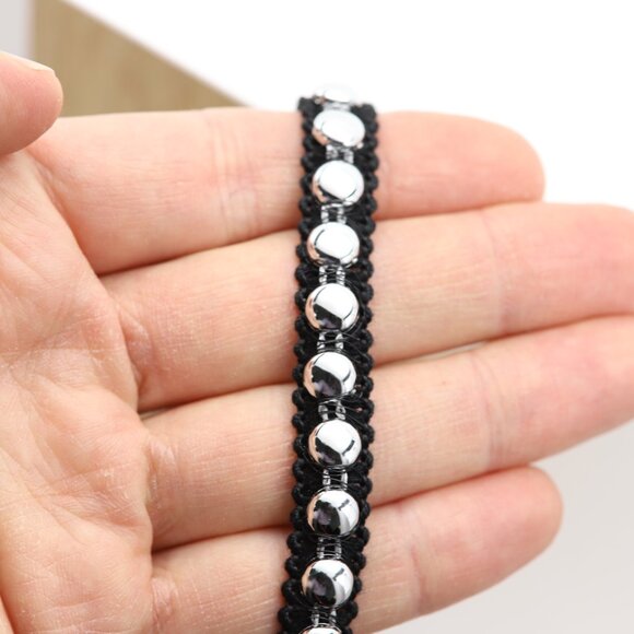 Black Lace Gothic Choker Adjustable black with Silver tone design cups (#13) - Picture 7 of 9